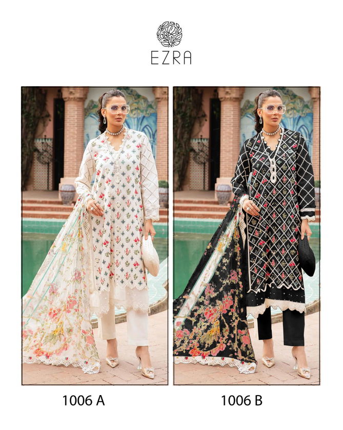 Ezra 1006 AB Cotton Embroidery Pakistani Suits Wholesale Shop In Surat
